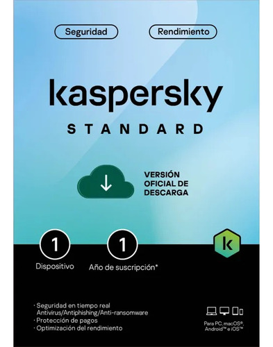 Antivirus Kaspersky Standard Para 1 Dispositivo Por 1 Año