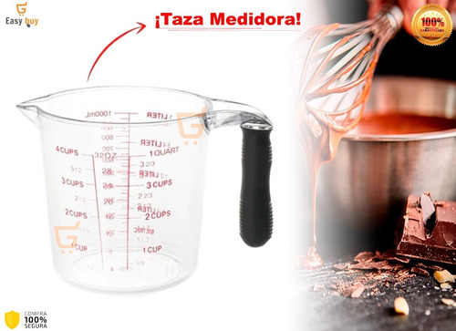 Taza Medidora Cocina Pastelería Repostería Plástica 1 Litro 