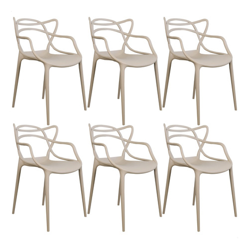 Jogo 6 Cadeiras Allegra Masters Polipropileno Sala Cozinha