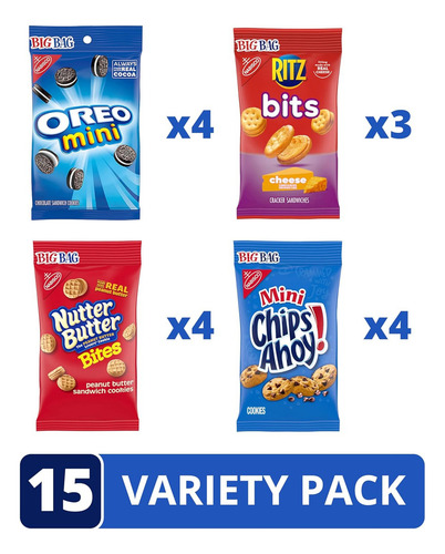 Oreo - Minigalletas, Chips Ahoy! Minigalletas, Nutter Butter