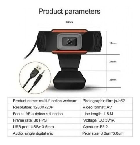 Imagen 2 de 2 de Cámara Web Webcam Usb - 720p Hd -plug & Play Con Micrófono