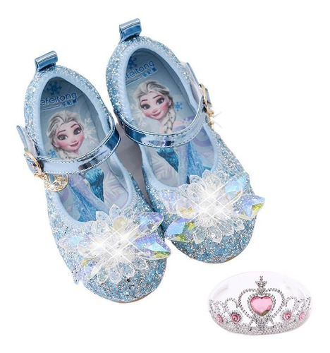 Frozen Elsa Zapatos Princesa Suela Blanda Cristal Para Niños