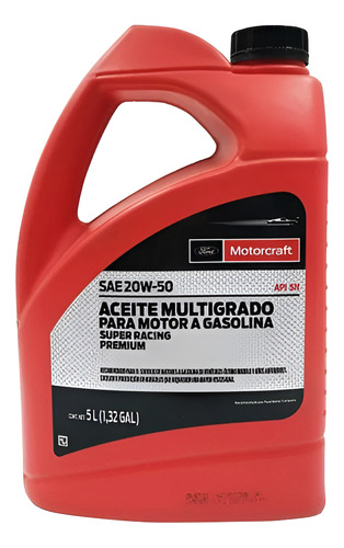 Aceite Multigrado 20w50 Motorcraft Super Racing 4.73 Litros