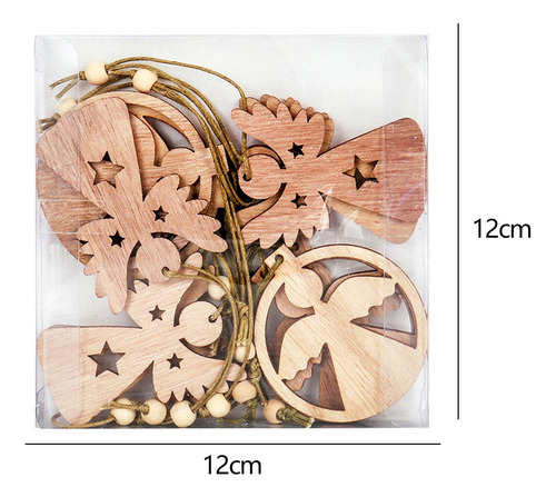 5 Colgante Hueco De Madera Para Árbol De Navidad, 10 Ángel