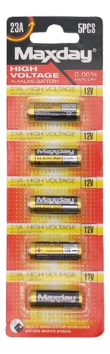 Pack 5 Pila 23a Maxday A23 Alcalina Batería 12v High Voltage