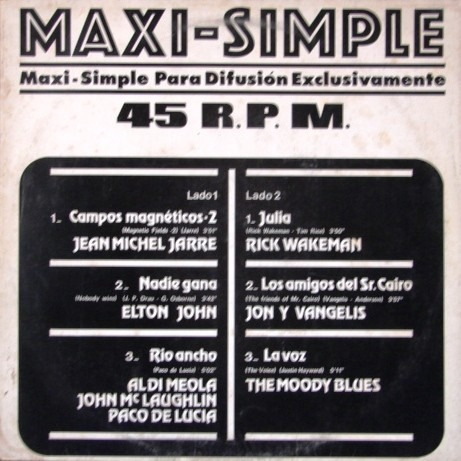 Maxi Difusion - Elton Jarre, Wakeman Vangelis - Vinilo 1981