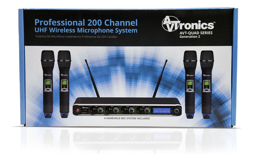 Sistema De Micrófono Inalámbrico Profesional Con 4 Micrófono Negro