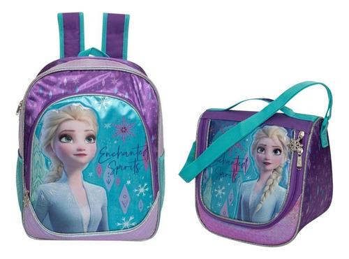 Kit Escolar Mochila Y Lonchera Ruz Frozen Morado Morado Relieve