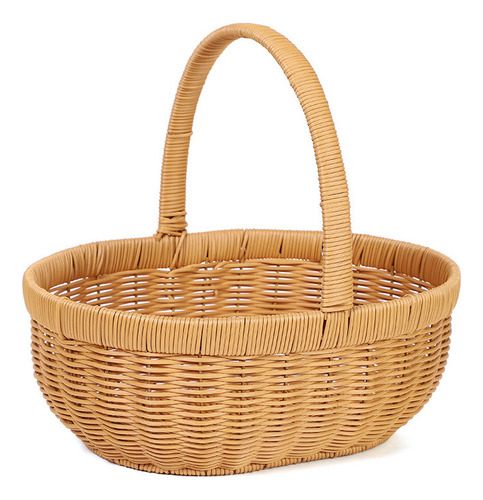 Canasta De Imitación De Mimbre Tejida A Mano Para Picnic