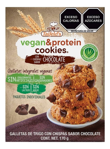 2 Pza Galletas Taifelds Veganas Con Proteína Y Chispas Sabor