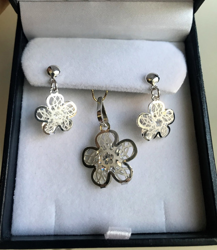 Juego Aretes Y Dije Candy De Plata 925 + Baño Plata Pura