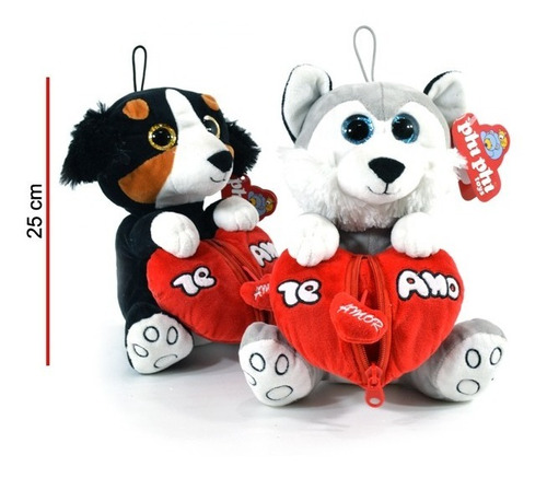 Peluche Perro 3 Razas Con Corazon 25cm Phi Phi Toys