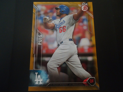 2016 Bowman Yasiel Puig Gold Parallel /50 Of Dodgers