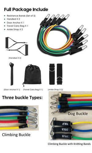Imagem 10 de 10 de Kit Elástico Treino Exercícios Malhar Musculação Casa 11 Pcs