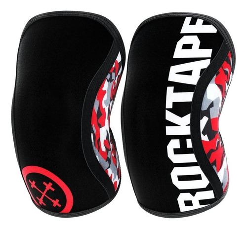 Rodilleras Compresion Rocktape Levantamiento De Pesas, 1 Par Color Negro/rojo Talla M