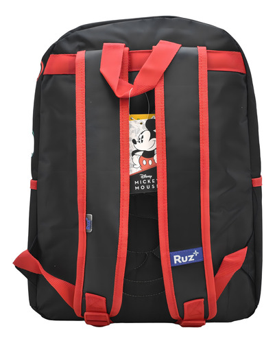 Mochila Disney Mickey Mouse Y Pluto Estampado Relieve 160062 Primaria Ruz Color Negro