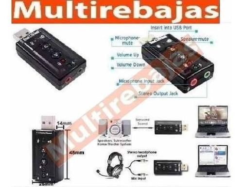 Tarjeta Adaptador Audio Sonido Usb Mic 7.1 Dj Mix Pc Laptop