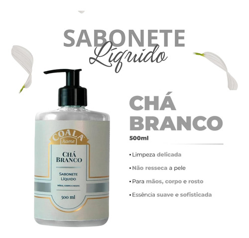 Kit 3 Sabonete 500ml Cha Branco Ameixa Dourada Flor De Cacto