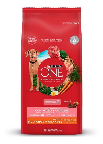 Purina One Perro Adulto Mediano Grandes Pollo Cordero 2 Kilo