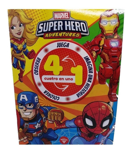 Revista Marvel Super Hero 4 En 1 Juega Observa Colorea 