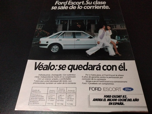 (pa421) Publicidad Clipping Ford Escort * 1982