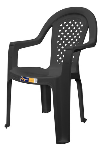 Cadeira Plástica Com Braços Jacarecica Solplast Cor Preto