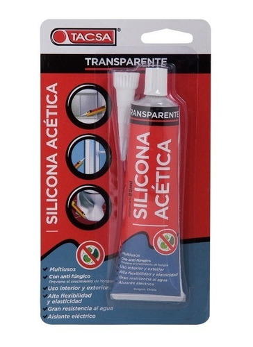 Sellador Silicona Acetica Transparente Pomo 85ml Tacsa