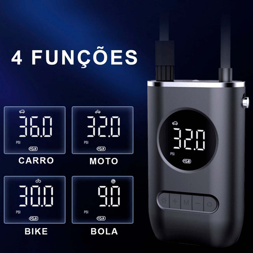 Bomba De Ar Car Air Pump Mini Compressor Portátil Calibra Preto 60/hz Monofásica