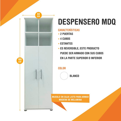Imagen 5 de 9 de Despensero Multifuncion 2 Puertas 180 Cm