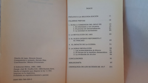 Rusia 1917 Una Introduccion Jorge Saborido Ed. Biblos