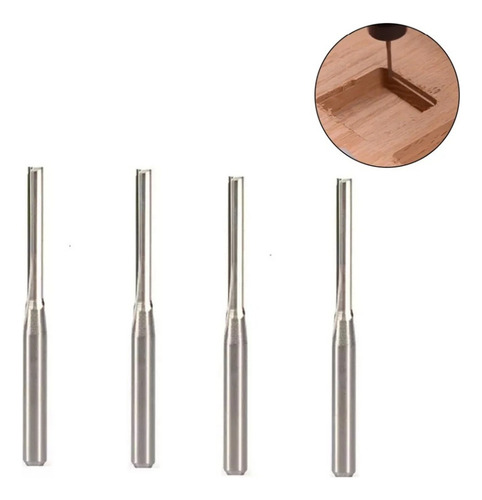 Kit 4 Fresas Reta Usinagem Cnc Router 2mm X 17mm