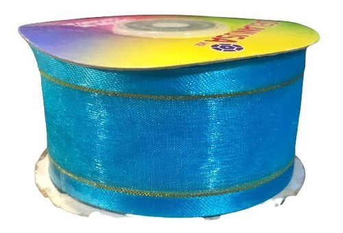 Listón De Tela Organza Filo Oro Ancho #9: 4cm X 18mts