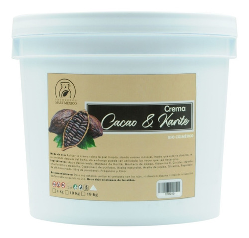 Crema De Cacao & Manteca De Karite Facial & Corporal 4 Kilos