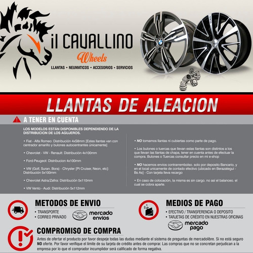 Llanta Deportiva Rodado 15 Vw Suran Polo Fox Golf Cavallino