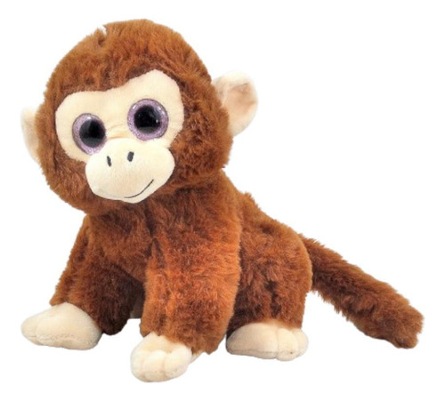 Macaco De Pelúcia Marrom Escuro 22 Cm Alt Sentado