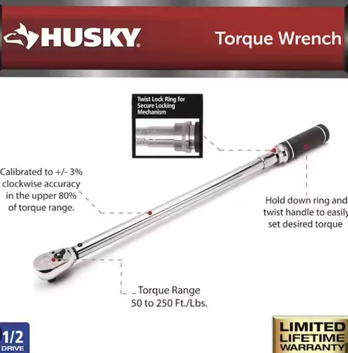 Llave De Torque Torquimetro 50 250 Lbs Husky 564464 Cuotas sin