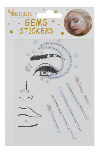 Pack 6 Face Sticker De Gemas Pegatina Para Rostro Cuerpo A