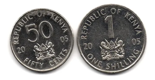 Kenia 50 Cents Y 1 Shilling 2005 (Usado)