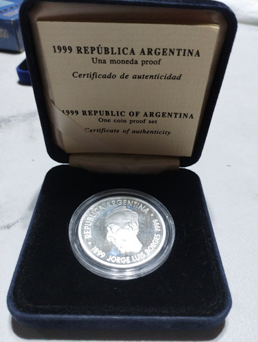 Moneda Borges 1999 Plata Proof Muy Escasa