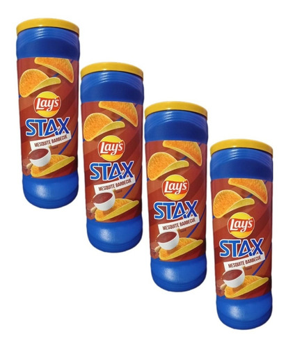 4x Lay's Stax Mesquite Barbecue Papas Con Sabor B Q