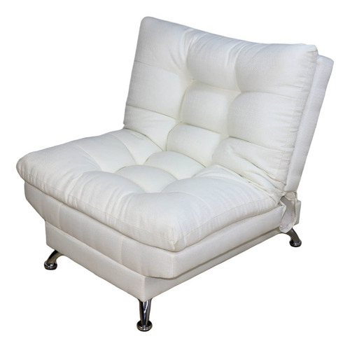 Sillón Individual Moderno Ocasional Reclinable 3 Posiciones Color Beige Diseño De La Tela Lino