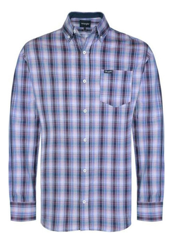 Camisa Country Masculina Wrangler Manga Longa Xadrez Roxo