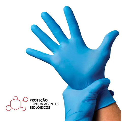 Luva Nitrílica Sem Pó Azul P - Descarpack Com 100 Unidades