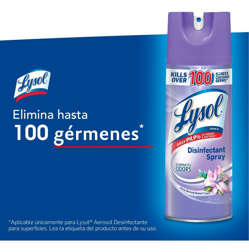 Imagen 2 de 5 de Lysol Desinfectante En Aerosol Early Moning Breeze 360ml