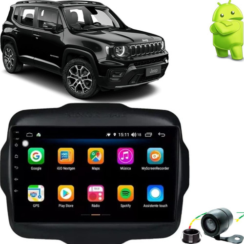 Central Multimídia Android Jeep Renegade 2016-2021