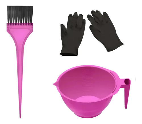 Kit Aplicador De Química 3 Itens Tigela Pincel E Luvas