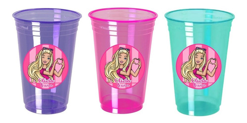 Vasos Barbie Cumpleaños Descartables Personalizados