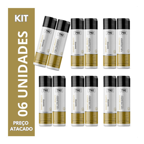 Kit 6 Unid Smart Shampoo Pós Química E Condicionador Atacado