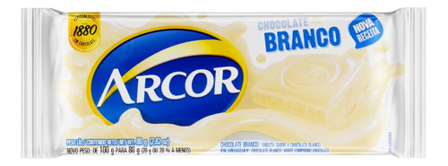 Chocolate branco Arcor  pacote 80 g