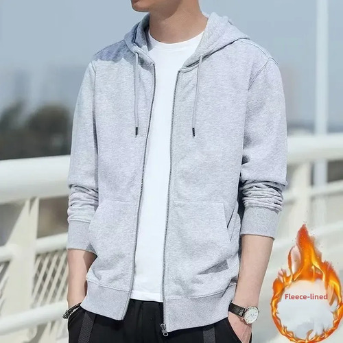 Sudadera Casual Con Capucha Y Cremallera Con Forro Polar Par